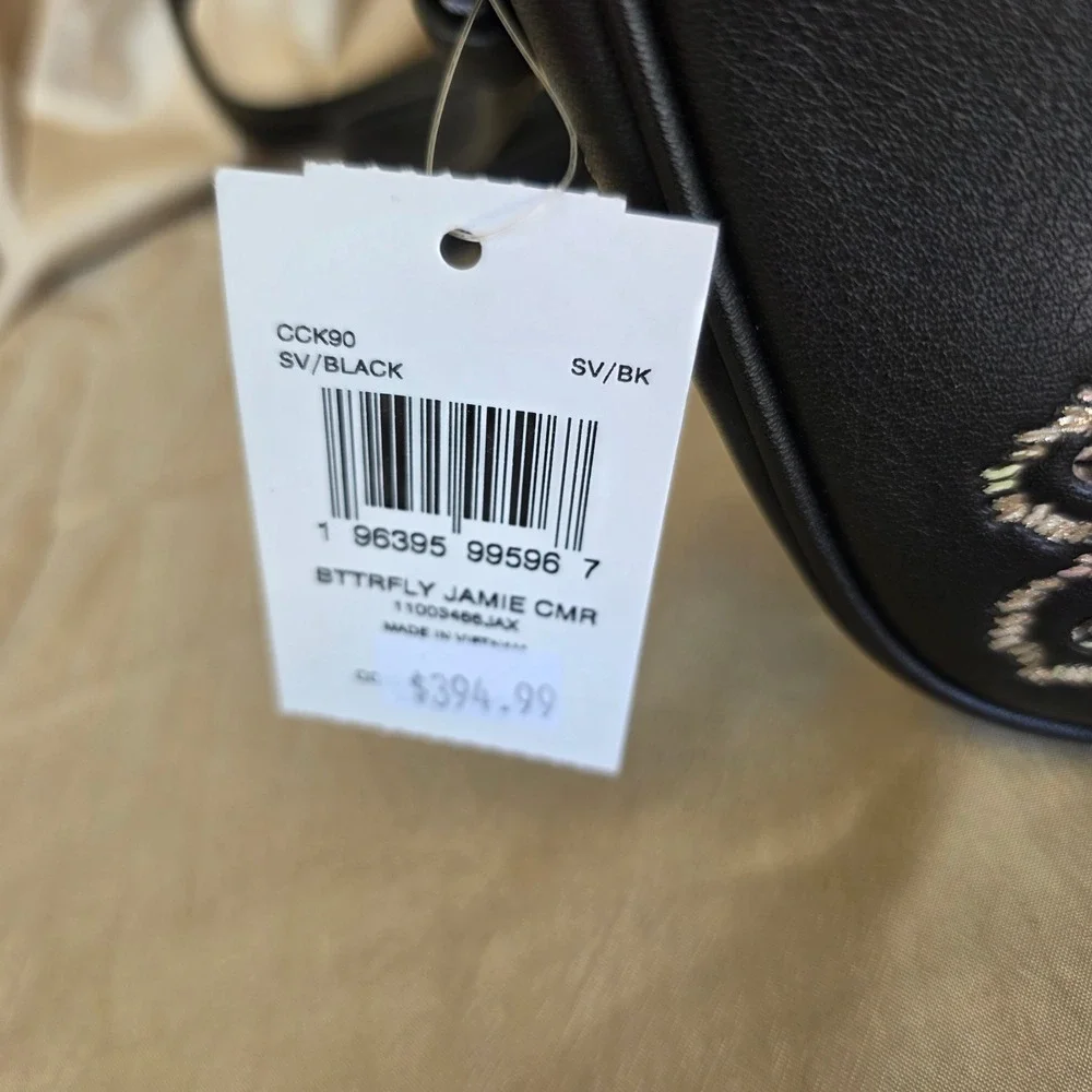 Coach Jamie Camera‎ Bag Black Butterfly Print Sequin Crossbody CCK90 NWT